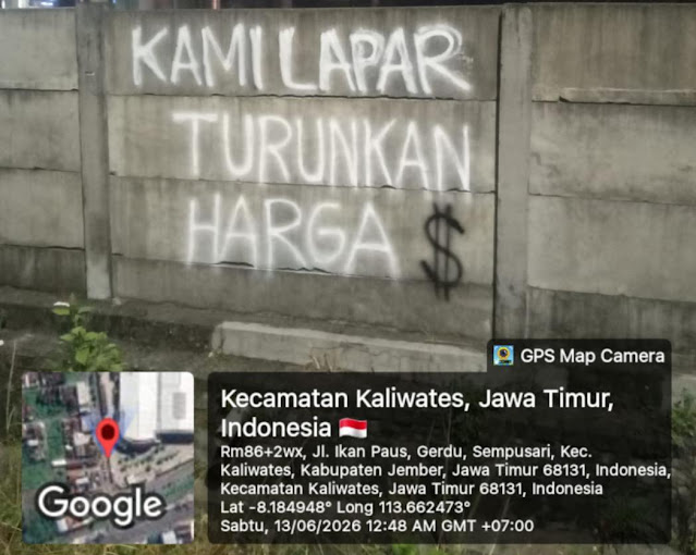 Rupiah Semakin Melemah, Gelombang Protes Muncul di Jember: Grafiti “Turunkan Harga Kami Lapar” Jadi Simbol Keresahan Warga-nexzine.id Rupiah Semakin Melemah, Gelombang Protes Muncul di Jember: Grafiti “Turunkan Harga Kami Lapar” Jadi Simbol Keresahan Warga-nexzine.id