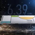Desain ultra tipis smartphone Tecno Camon 50 Slim yang menampilkan modul kamera belakang dengan lampu indikator mini LED canggih.