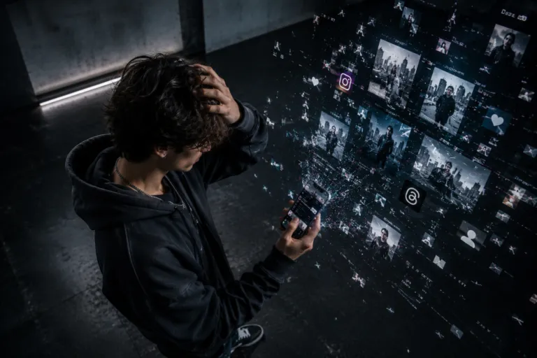 Aplikasi Threads di smartphone mengalami error force close saat memuat konten gambar dan foto tren terbaru.