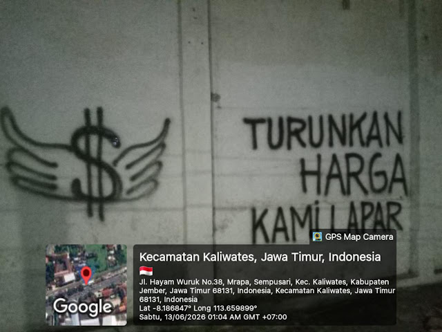 Rupiah Semakin Melemah, Gelombang Protes Muncul di Jember: Grafiti “Turunkan Harga Kami Lapar” Jadi Simbol Keresahan Warga