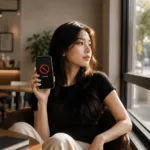Seseorang bersikap tenang dan menerapkan prinsip bodo amat saat memegang smartphone.