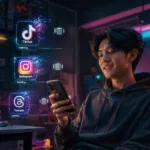 Cara menghapus repost TikTok, Instagram, dan Threads melalui aplikasi di smartphone.