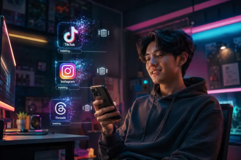 Cara menghapus repost TikTok, Instagram, dan Threads melalui aplikasi di smartphone.