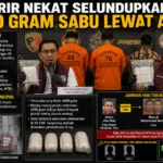 Deteksi penyelundupan narkoba jenis sabu menggunakan metode body scanner di bandara.