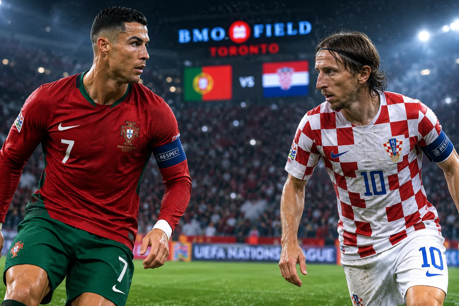 Cristiano Ronaldo dari Portugal dan Luka Modric dari Kroasia bersiap duel di babak 32 besar Piala Dunia 2026