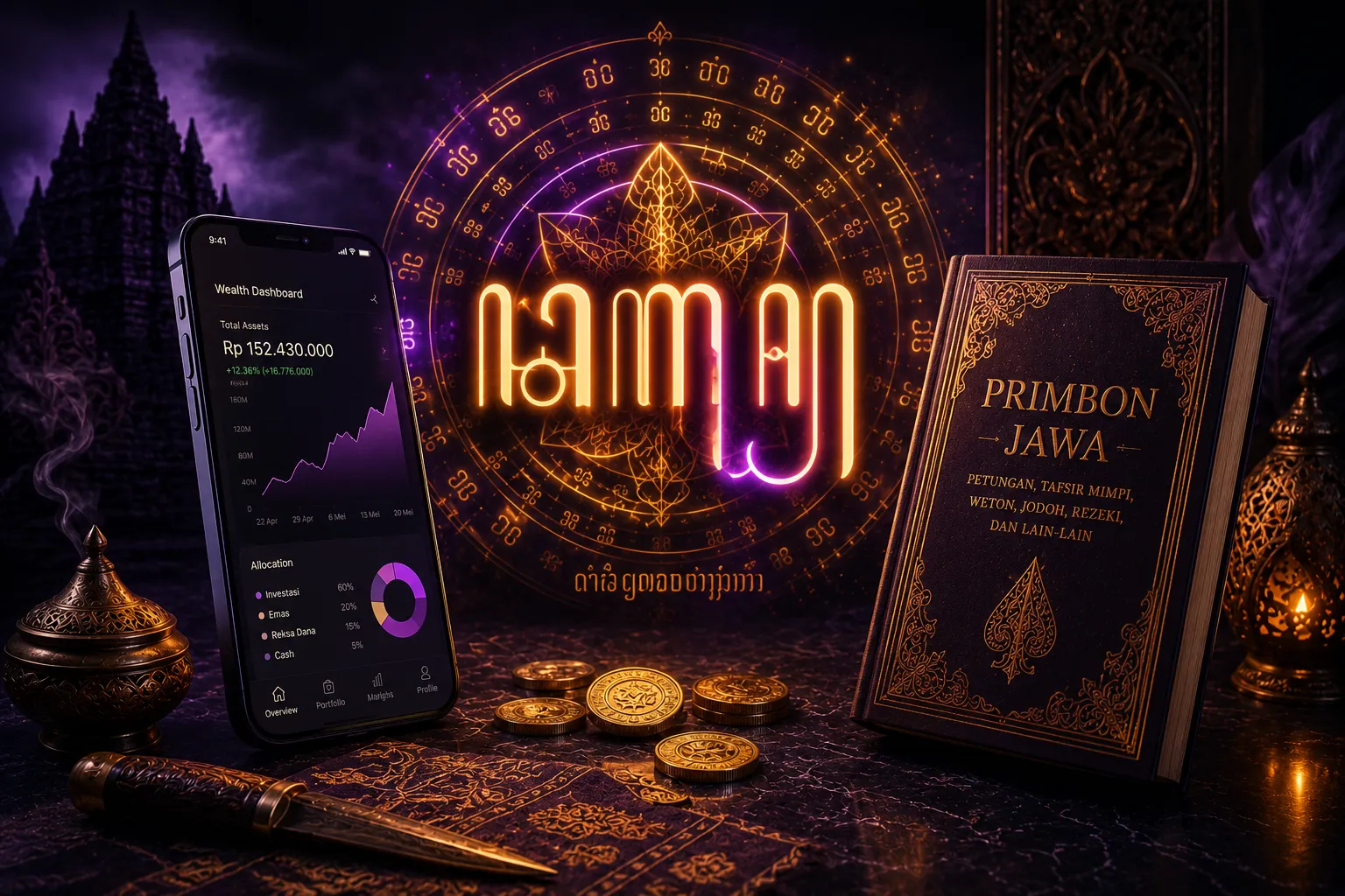 Infografis modern tentang ramalan weton primbon Jawa yang membawa keberuntungan rezeki melimpah.
