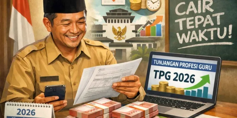 Guru non-ASN memeriksa saldo pencairan tunjangan profesi guru di dalam kelas.